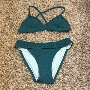 Cupshe Textured Teal Green Crossback Bikini Set